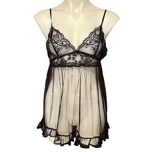 Victoria’s Secret Chemise Sheer Babydoll Nightie Slip with Lace Trim